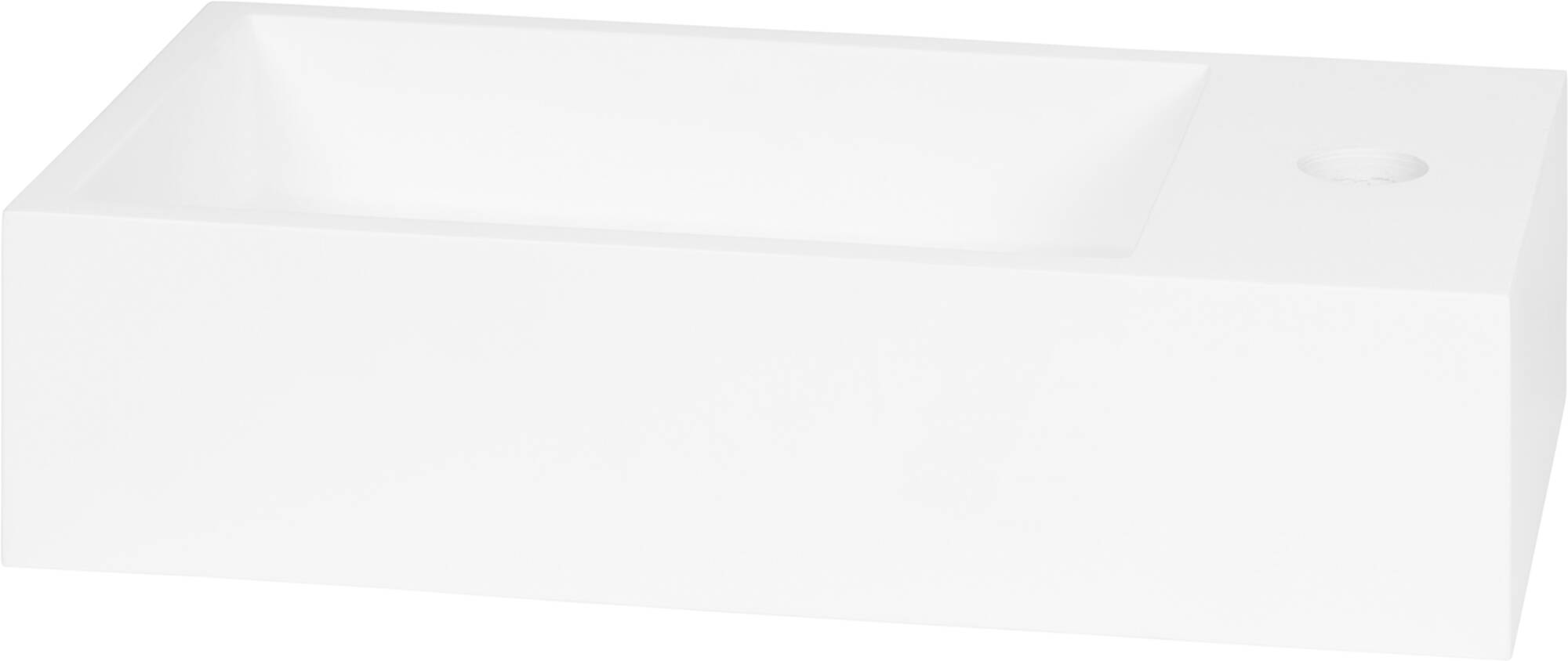 Saqu Vida solid surface fontein met kraangat rechts 40x22cm mat wit