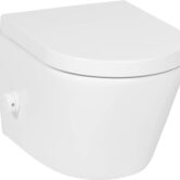 Saqu Wash 2.0 randloos hangtoilet met koudwater-bidetkraan en toiletbril wit