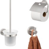Saqu Eurotrend toilet accessoires 3-delig geborsteld nikkel