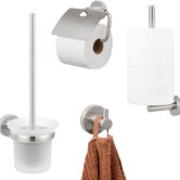 Saqu Eurotrend toilet accessoires 4-delig geborsteld nikkel