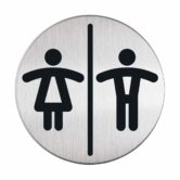 Novioproducts Pictogram zelfklevend rond dames- en herentoilet RVS